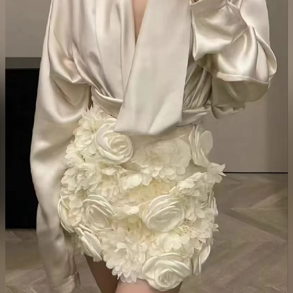 Elegant Cream Floral Skirt - Picture 2 of 8